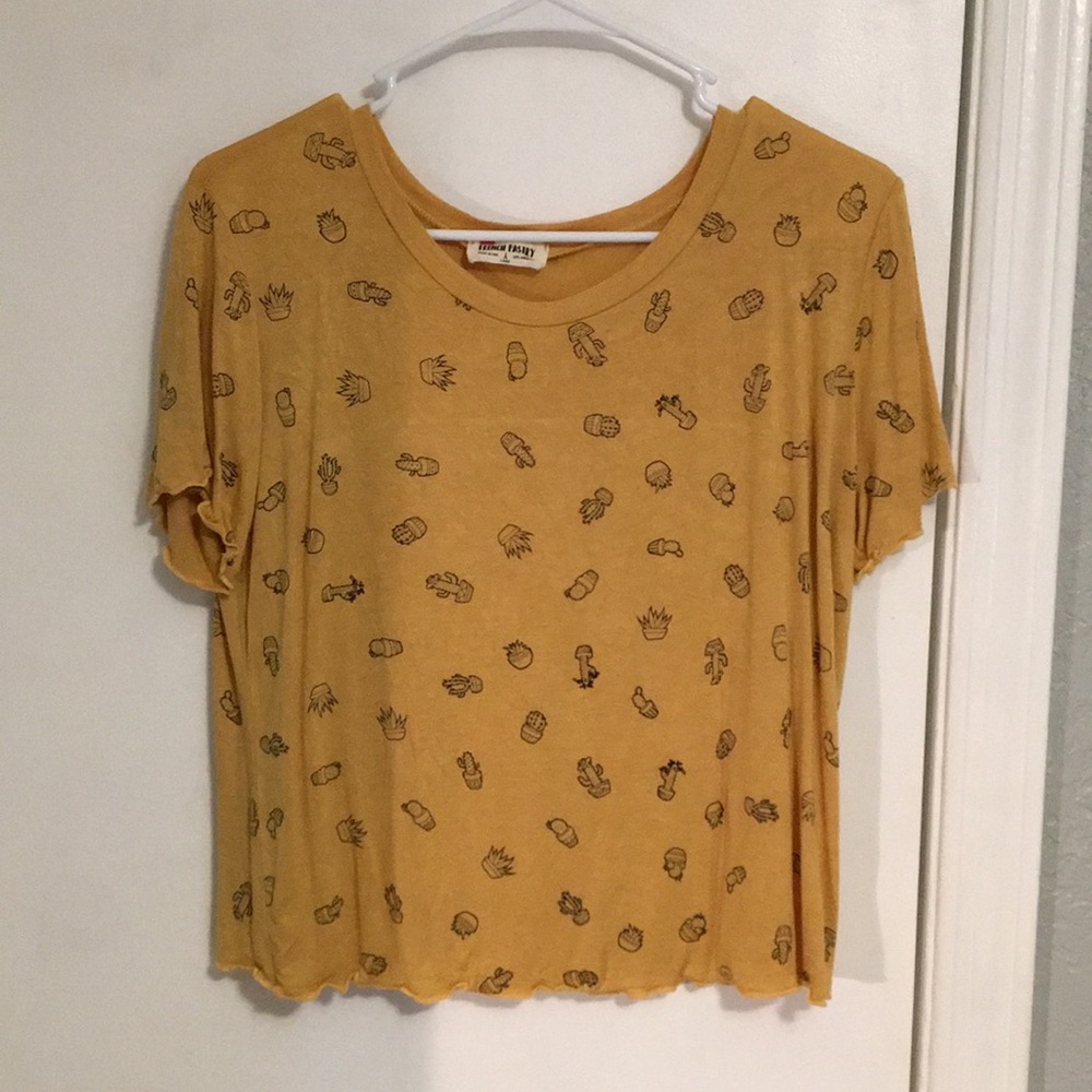 Mustard cactus crop top
